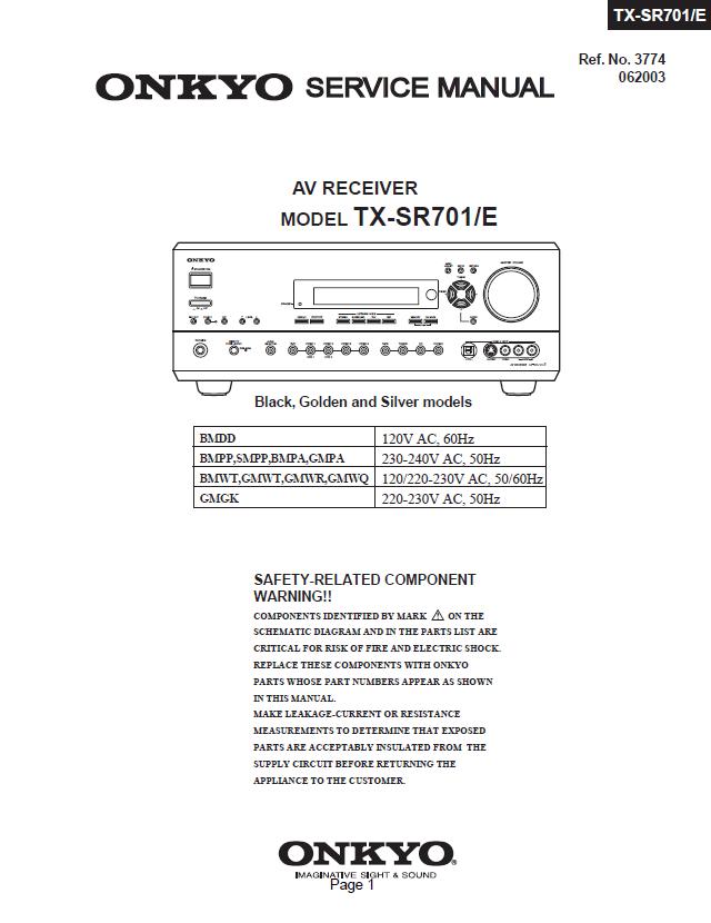 Onkyo TX-SR701/E Service Manual