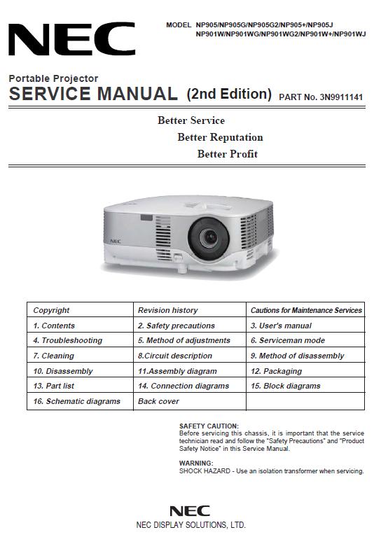 NEC NP901/NP905 Service Manual