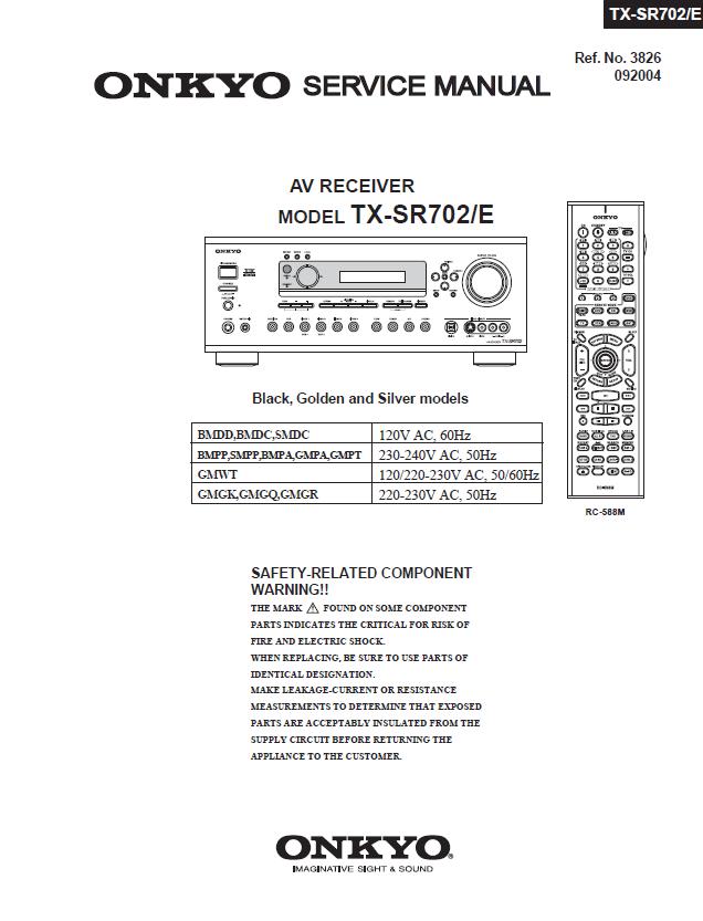 Onkyo TX-SR702/E Service Manual