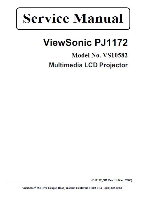 ViewSonic PJ1172 Service Manual