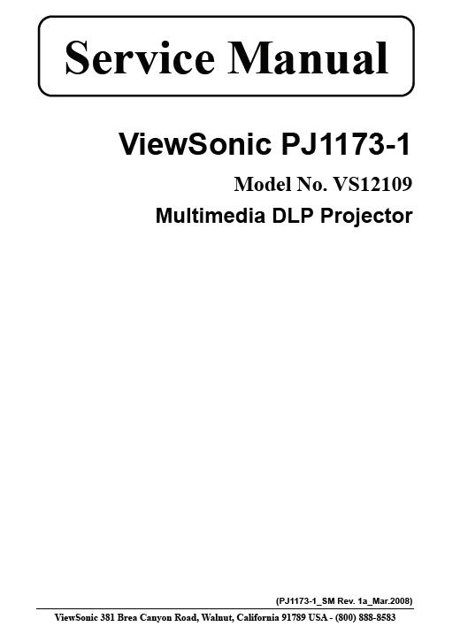 ViewSonic PJ1173-1 Service Manual