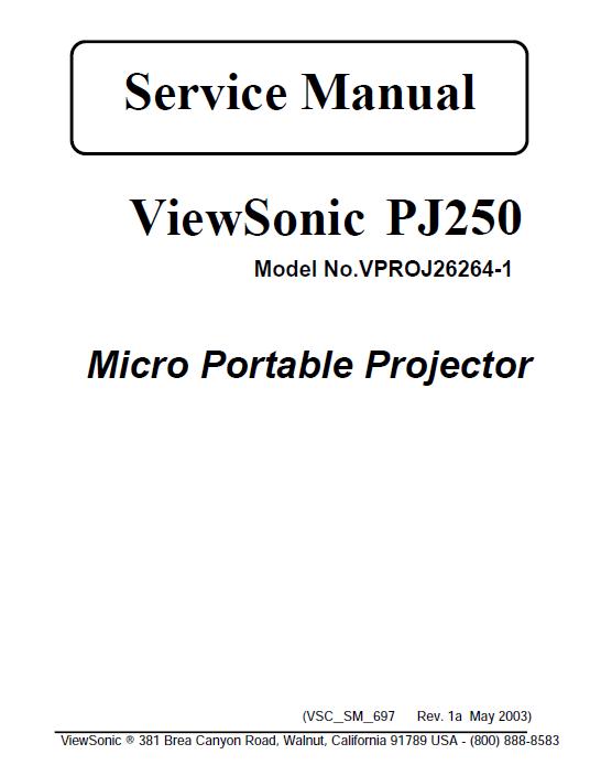 ViewSonic PJ250 Service Manual