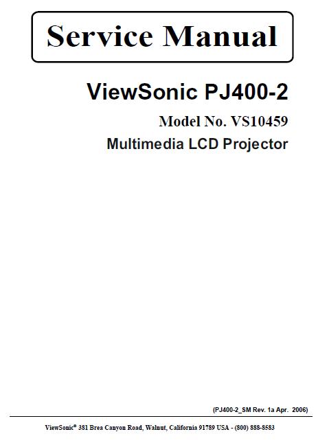 ViewSonic PJ400-2 Service Manual