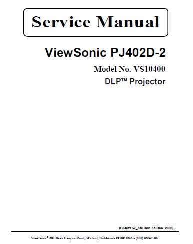 ViewSonic PJ402D-2 Service Manual