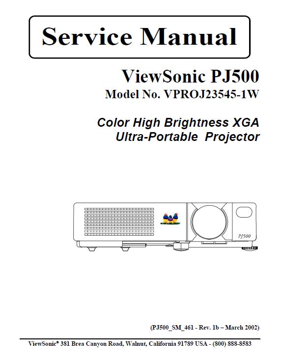 ViewSonic PJ500 Service Manual