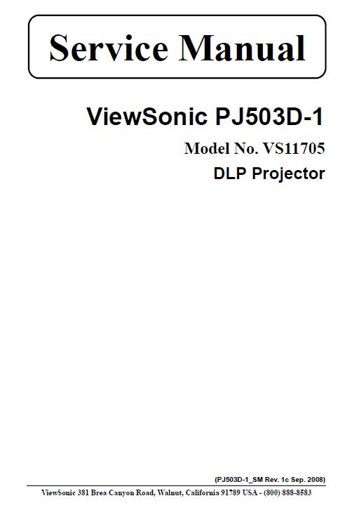 ViewSonic PJ503D-1 Service Manual