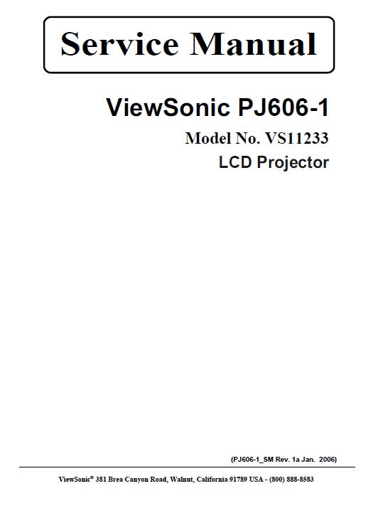 ViewSonic PJ606-1 Service Manual