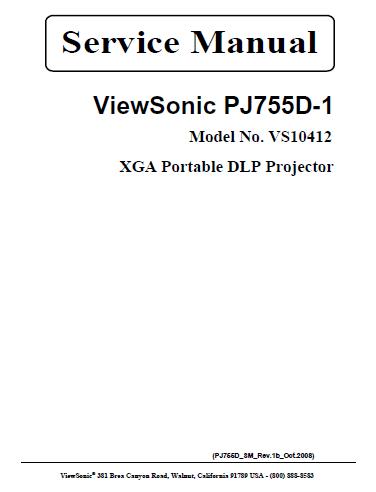 ViewSonic PJ755D-1 Service Manual