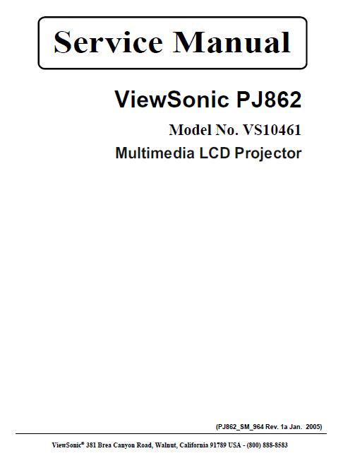 ViewSonic PJ862 Service Manual