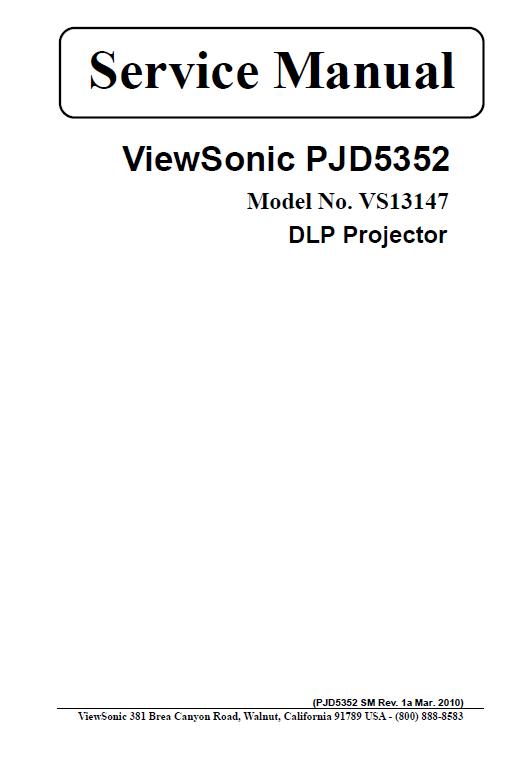 ViewSonic PJD5352 Service Manual