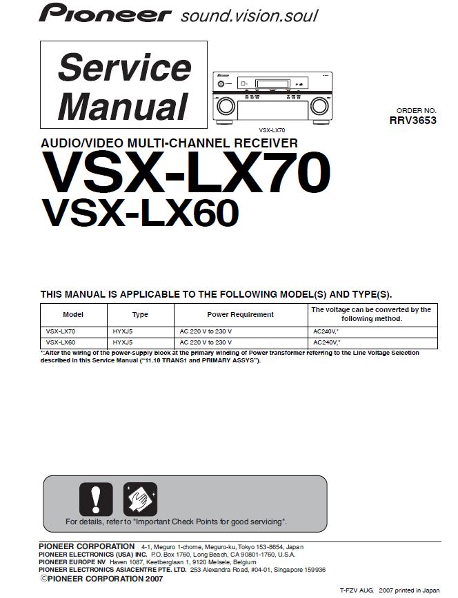 Pioneer VSX-LX60/VSX-LX70 Service Manual