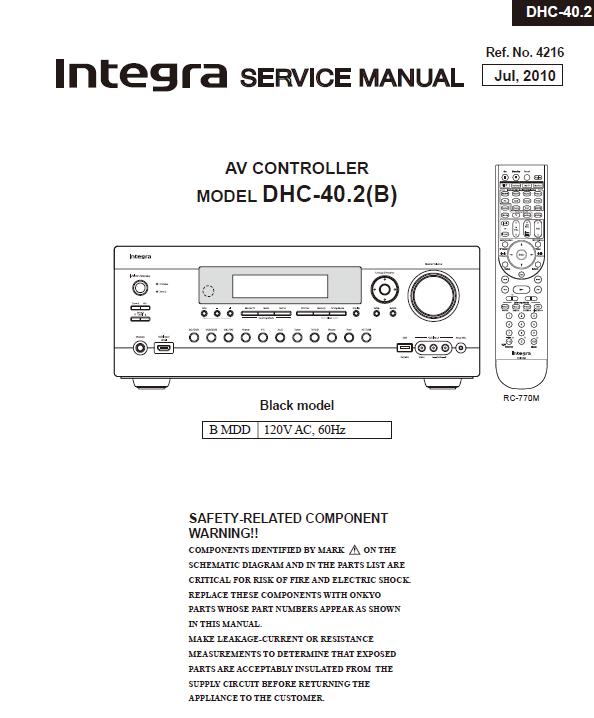 Integra DHC-40.2 Service Manual