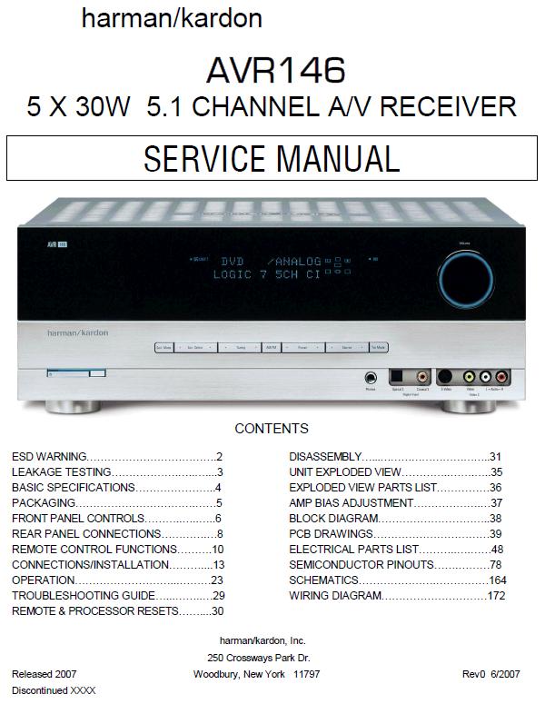 Harman/Kardon AVR-146 Service Manual