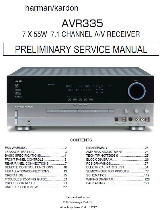 Harman/Kardon AVR-335 Service Manual