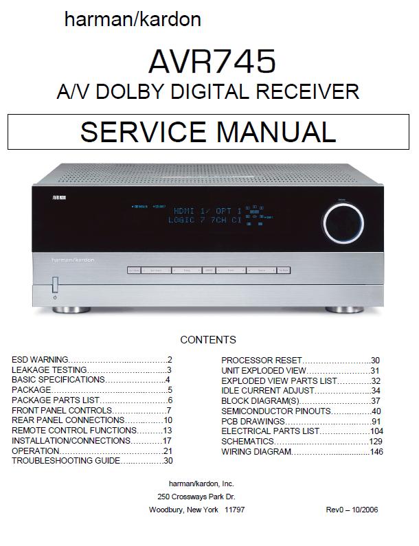 Harman/Kardon AVR-745 Service Manual