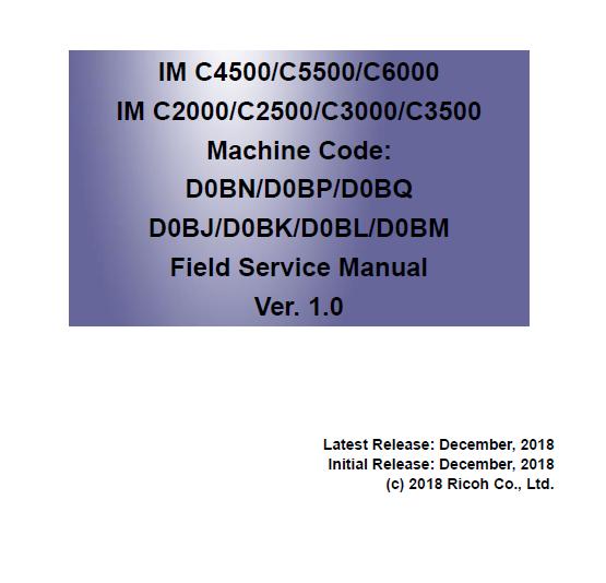 Ricoh IM C2000/C2500/C3000/C3500/C4500/C5500/C6000 Service Manual