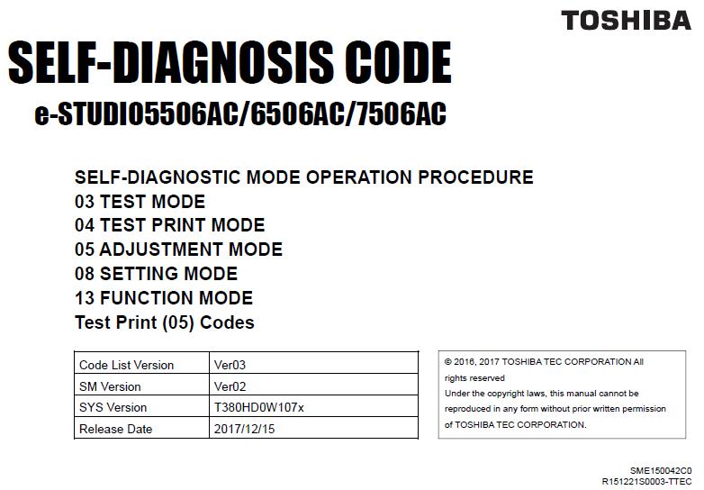 Toshiba e-STUDIO 5506AC/6506AC/7506AC SELF-DIAGNOSIS CODE