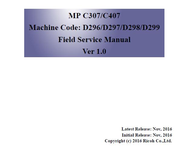 Ricoh MP C307SP/MP C307SPF/MP C407SP/MP C407SPF Service Manual