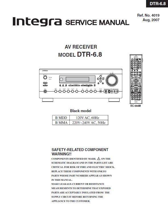 Integra DTR-6.8 Service Manual