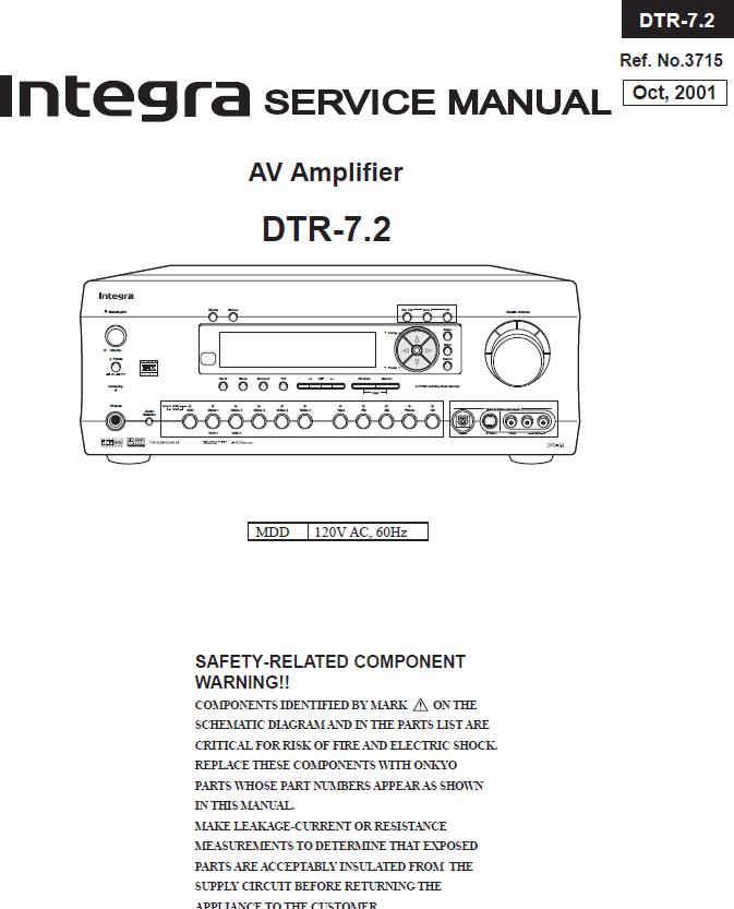 Integra DTR-7.2 Service Manual