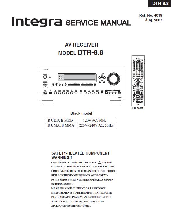 Integra DTR-8.8 Service Manual
