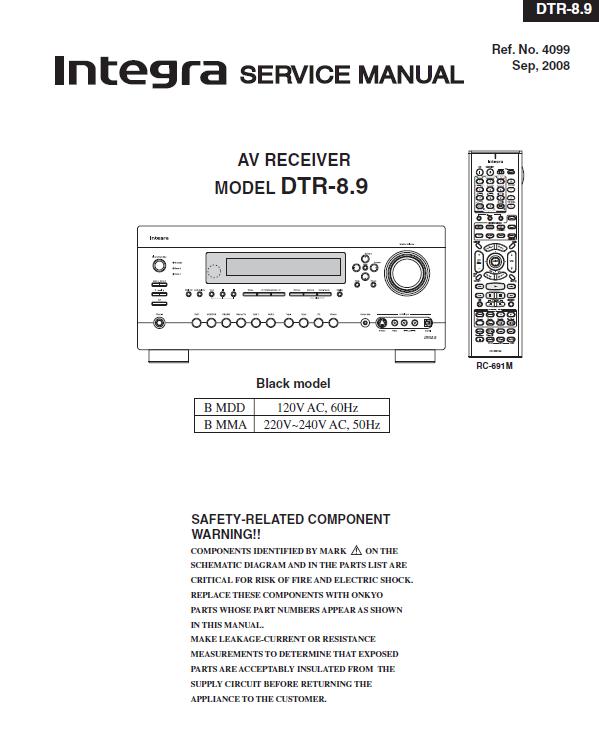 Integra DTR-8.9 Service Manual