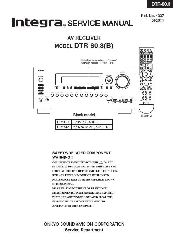 Integra DTR-80.3 Service Manual
