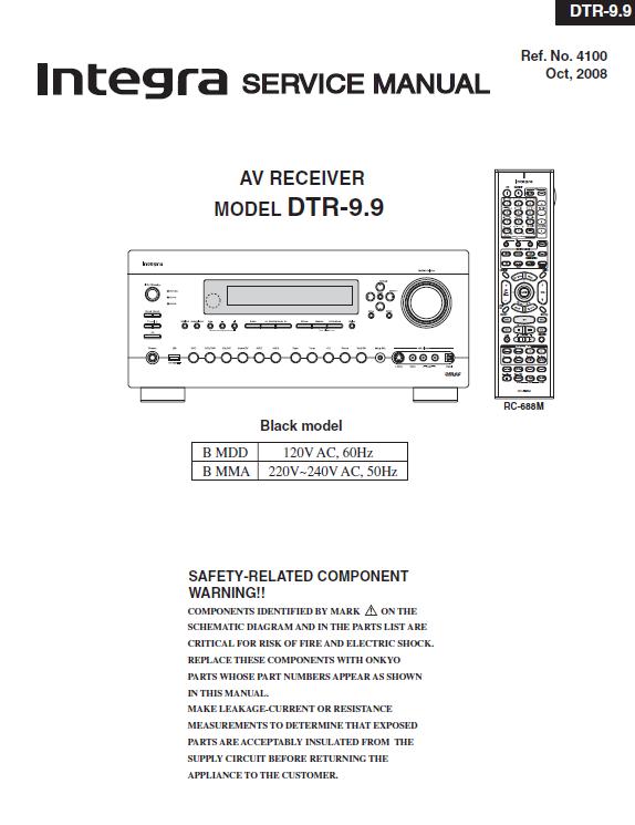 Integra DTR-9.9 Service Manual