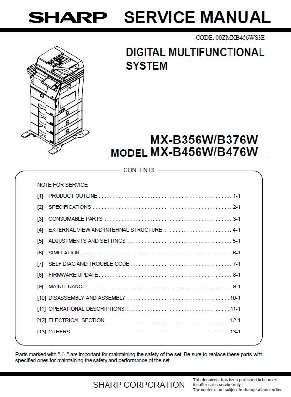 Sharp MX-B356W/B376W/B456W/B476W Service Manual