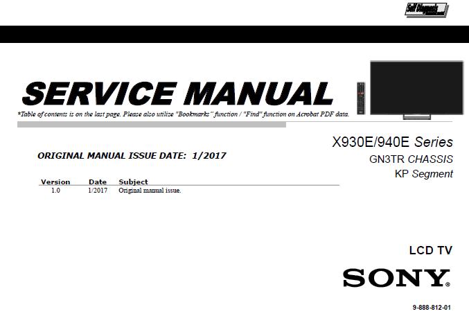 Sony XBR-55X930E/XBR-65X930E/XBR-75X940E Service Manual