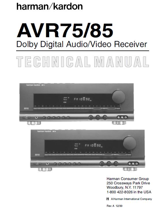 Harman/Kardon AVR-75/AVR-85 Service Manual