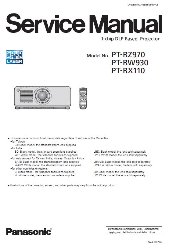 Panasonic PT-RX110/PT-RW930/PT-RZ970 Service Manual