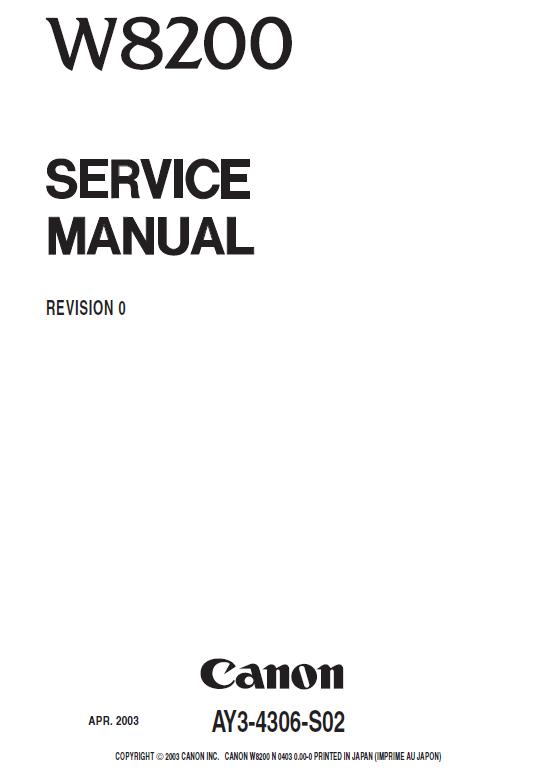 Canon W8200 Service Manual