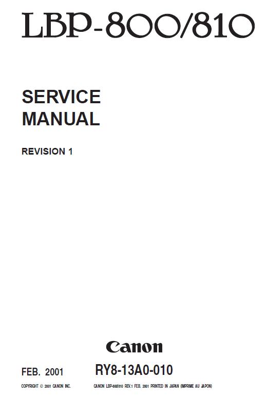 Canon LBP-800/LBP-810 Service Manual