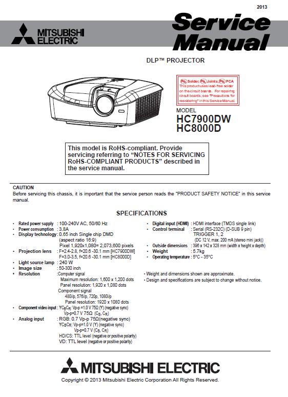 Mitsubishi HC7900DW/HC8000D Service Manual
