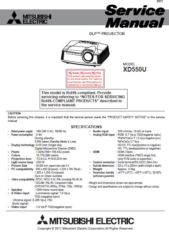 Mitsubishi XD550U Service Manual