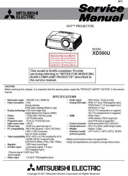 Mitsubishi XD560U Service Manual
