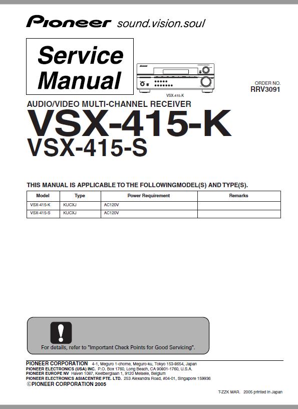 Pioneer VSX-415 Service Manual