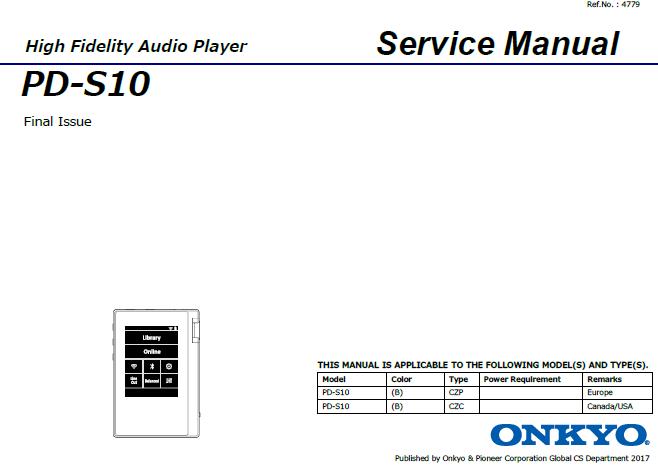 Onkyo PD-S10 Service Manual