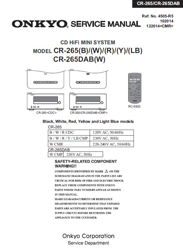 Onkyo CR-265 Service Manual