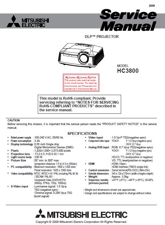 Mitsubishi HC3800 Service Manual