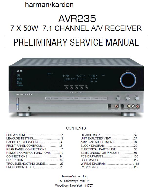 Harman/Kardon AVR-235 Service Manual