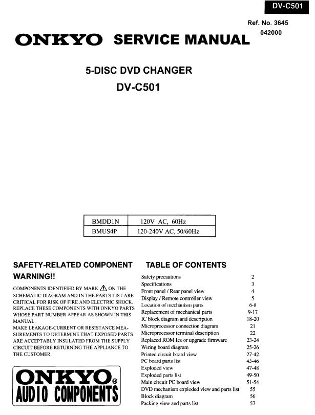 Onkyo DV-C501 Service Manual