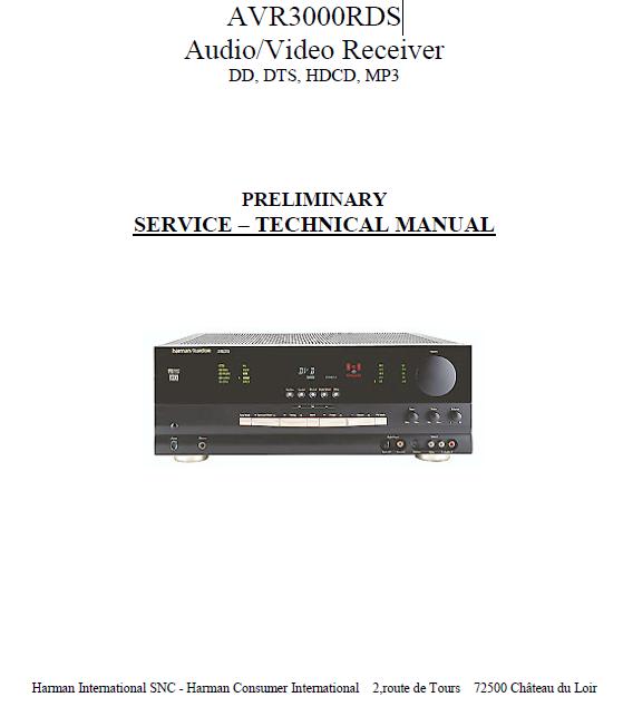 Harman/Kardon AVR-3000RDS Service Manual