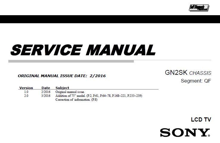 Sony XBR-55X930D/XBR-65X930D/XBR-65X935D/XBR-65X937D/XBR-75X940D Service Manual