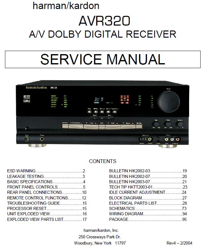 Harman/Kardon AVR-320 Service Manual