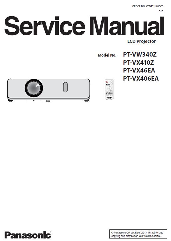 Panasonic PT-VW340/VX410/VX46/VX406 Service Manual