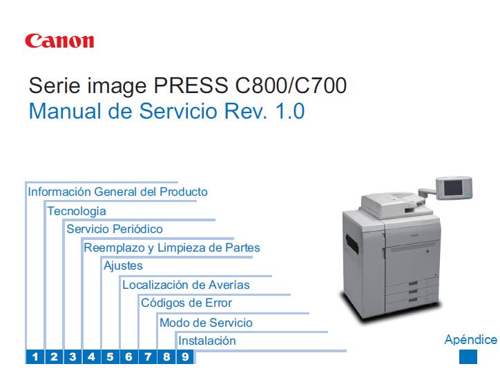 Canon imagePRESS C700/imagePRESS C800/imagePRESS C60 Series Manual de Servicio