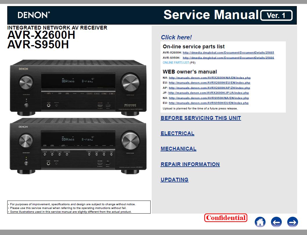 Denon AVR-X2600H/AVR-S950H Service Manual