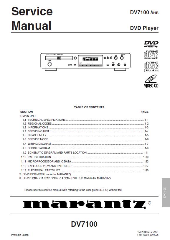 Marantz DV7100 Service Manual